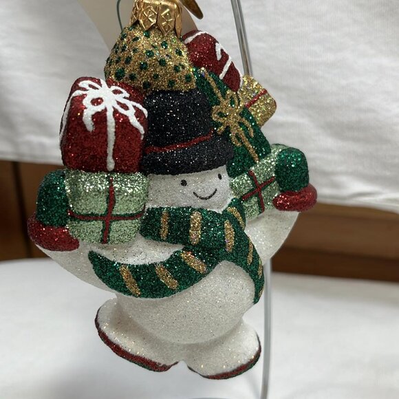 Mallarusky Glass Snowman Ornament and Stand MCM Vintage Christmas Decor Cottage - Picture 1 of 6